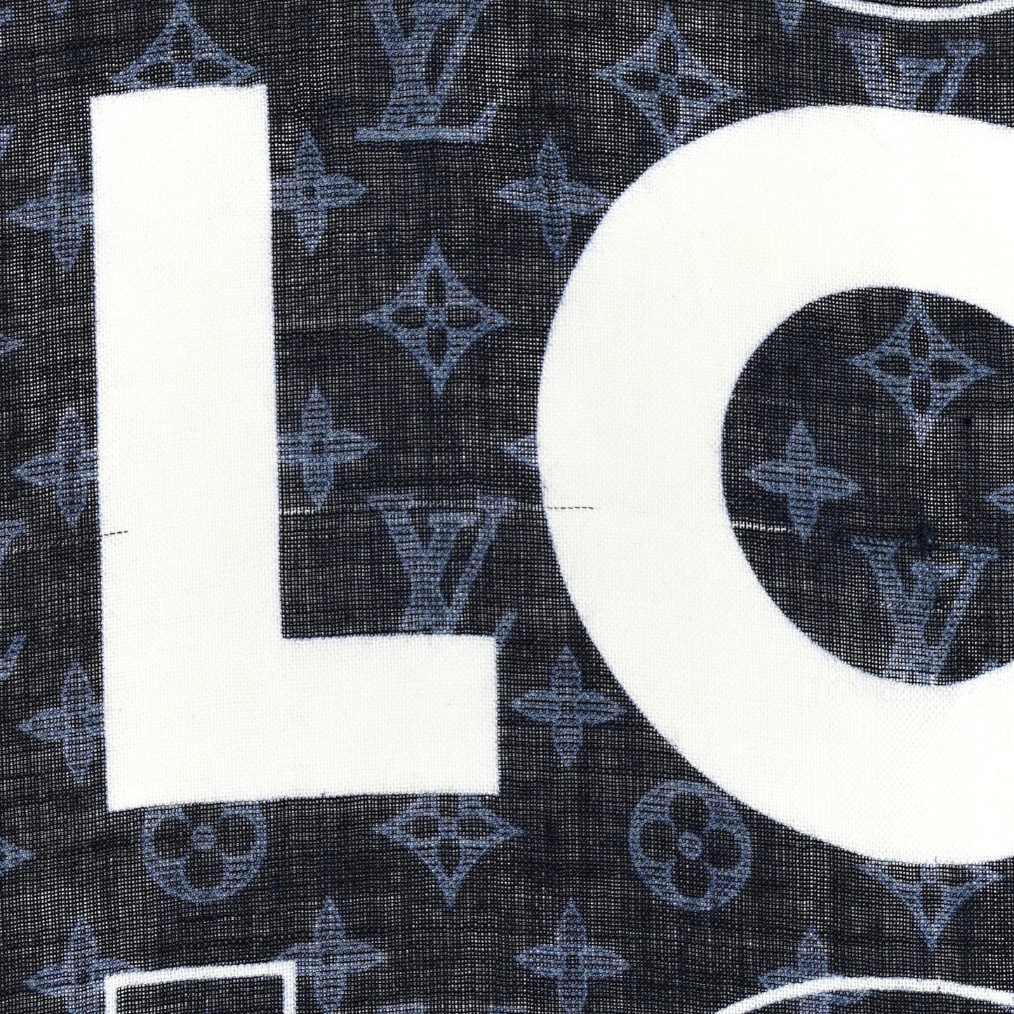 Silk Cashmere LV List City Scarf Navy White