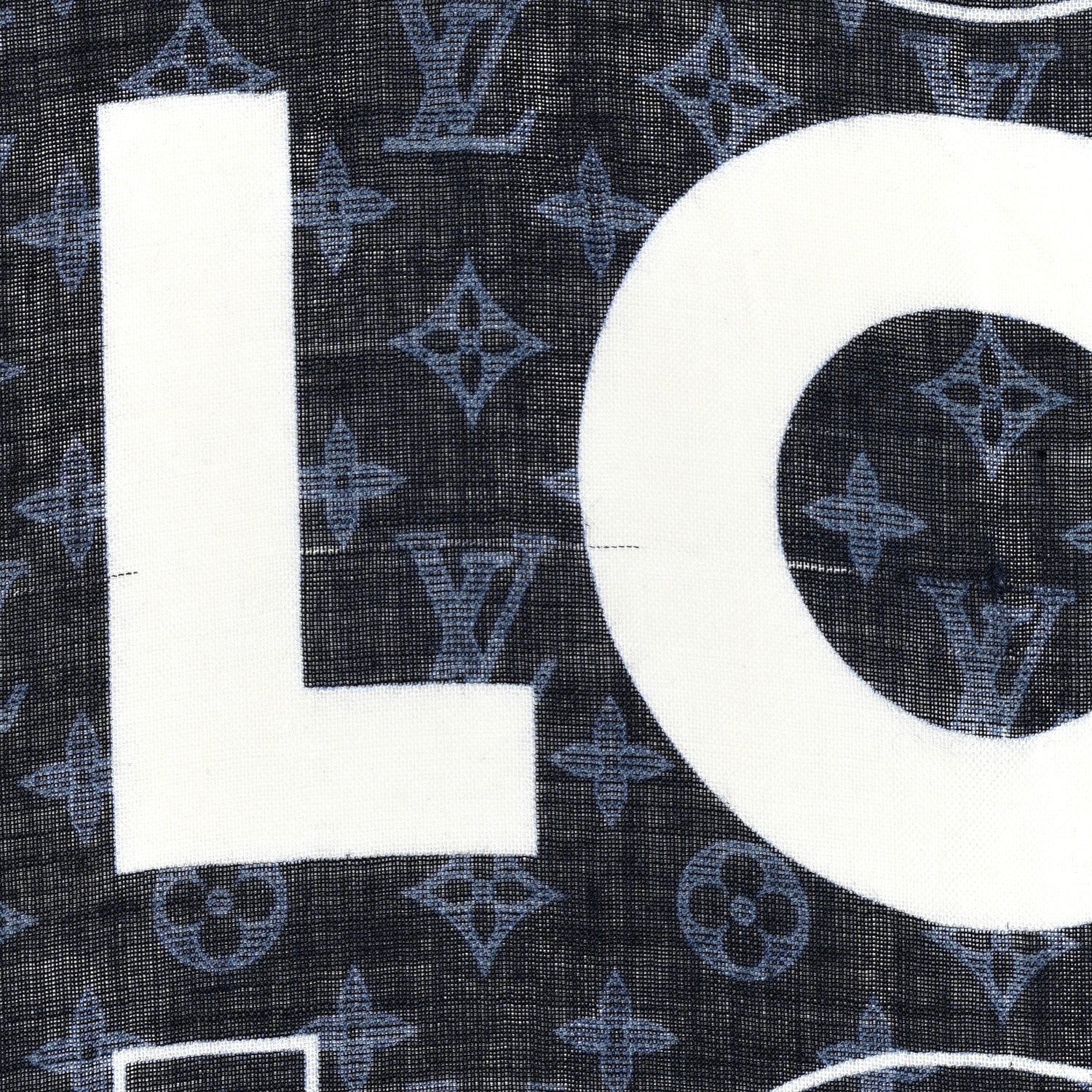 Louis Vuitton Silk Cashmere LV List City Scarf Navy White 6 of 6