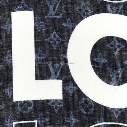 Louis Vuitton Silk Cashmere LV List City Scarf Navy White 6 of 6