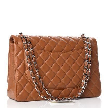 Chanel Caviar Quilted Maxi Double Flap Light Brown 3 of 10