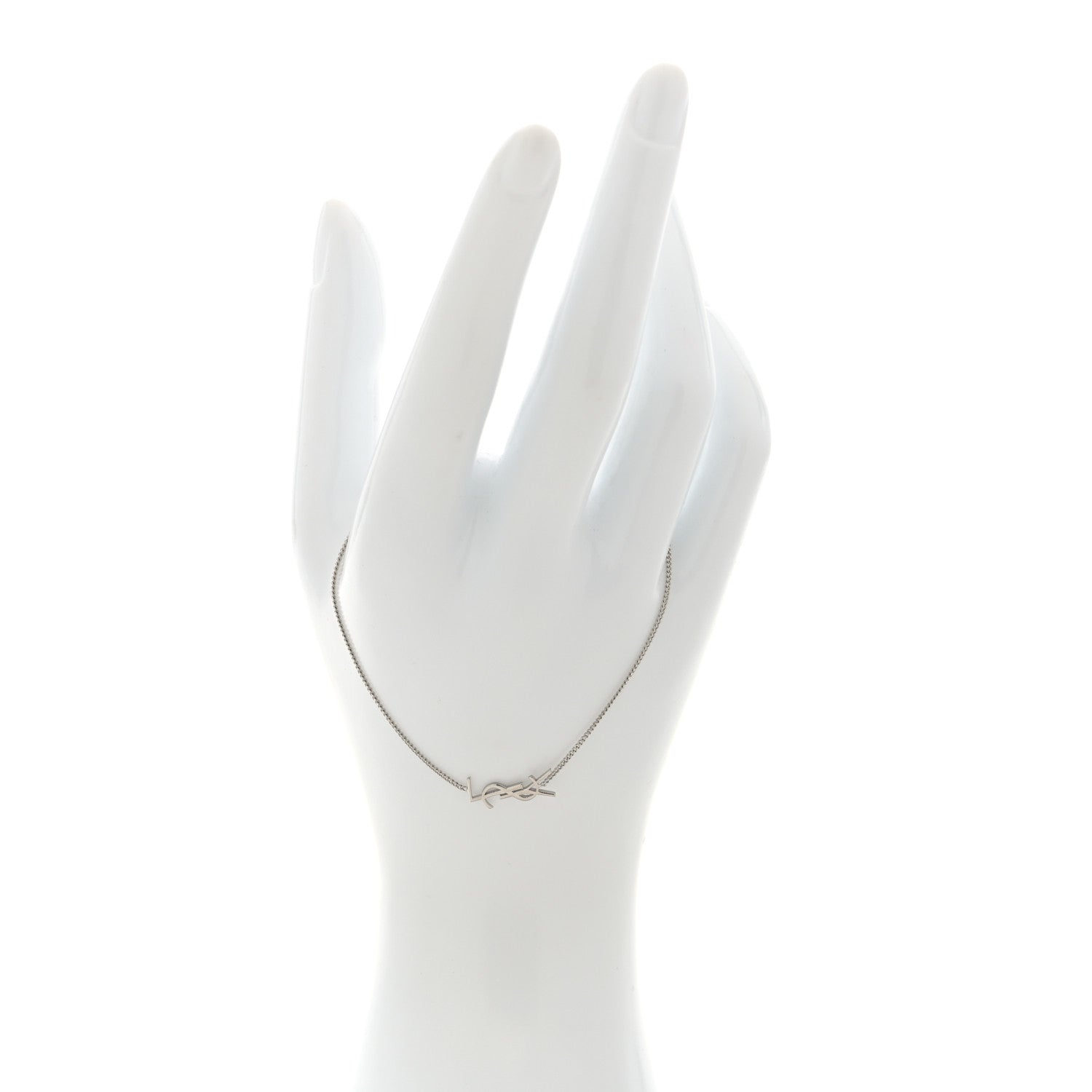 Saint Laurent Brass Monogram Charm Bracelet Silver 2 of 5
