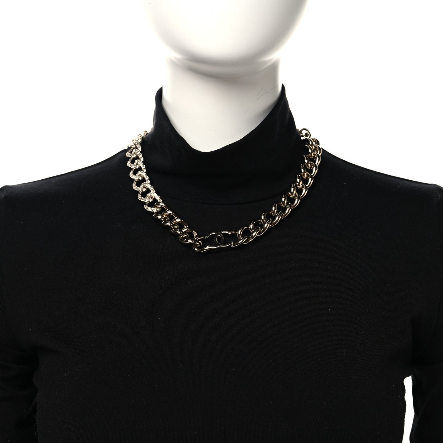 Crystal CC Chain Link Choker Necklace Gold