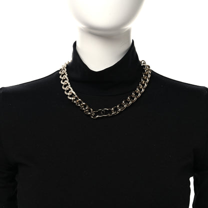 Chanel Crystal CC Chain Link Choker Necklace Gold 2 of 4