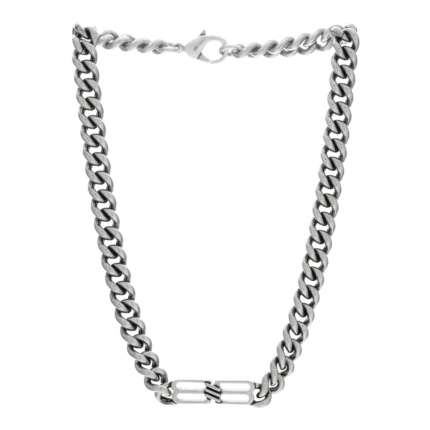 Balenciaga BB Icon Gourmette Necklace Antique Silver 2 of 5