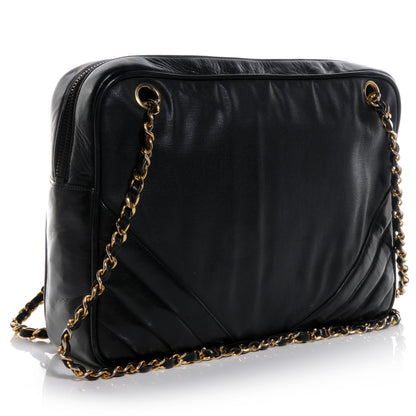 Chanel Lambskin Coated Canvas Vertical Quilted Camera Bag Black 3 of 7