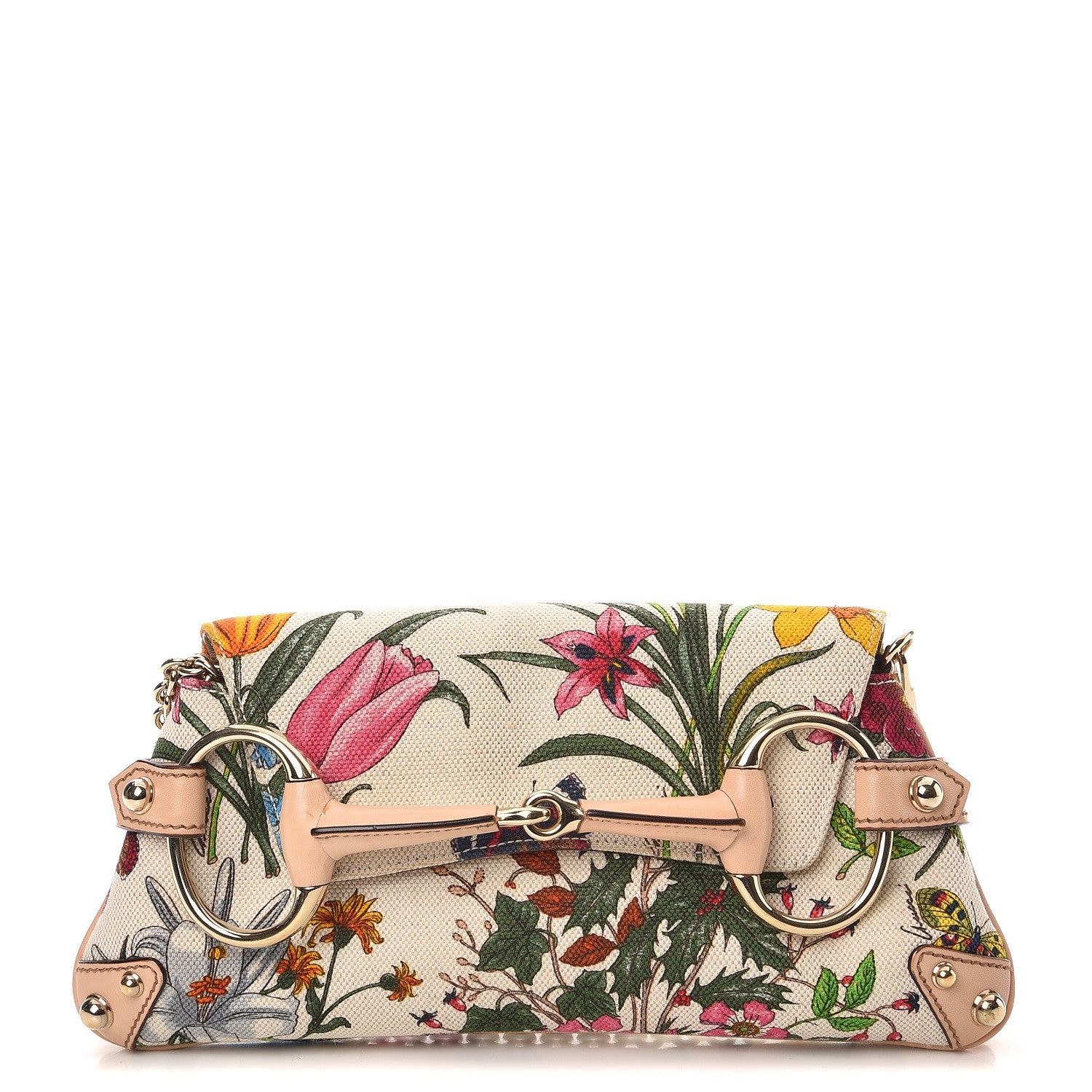 Gucci Canvas Flora Floral Horsebit Clutch 1 of 8