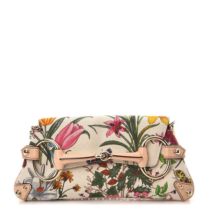 Gucci Canvas Flora Floral Horsebit Clutch 1 of 8