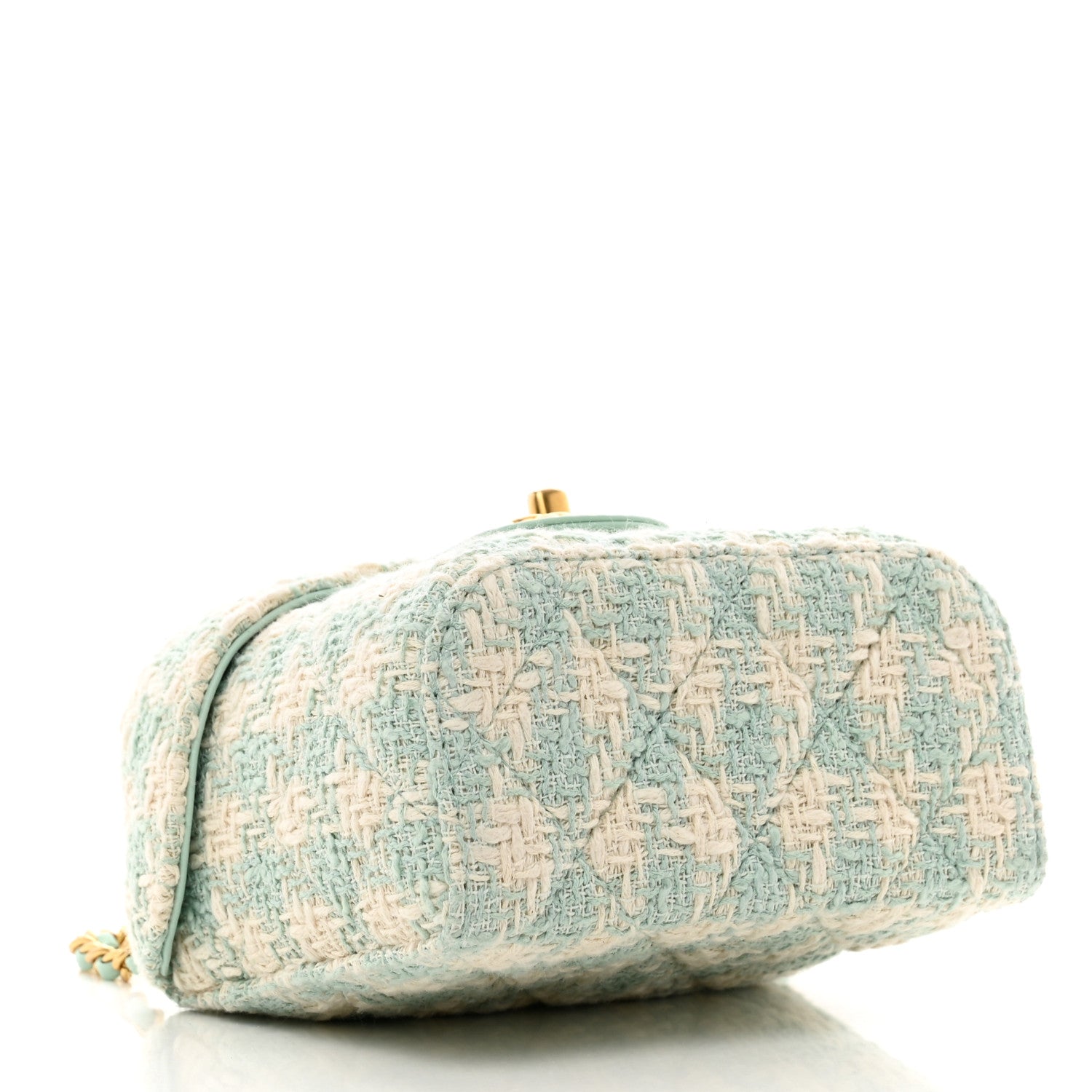 Chanel Tweed Handle Crush Top Handle Flap Bag Light Blue Ecru 4 of 10