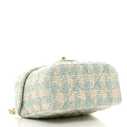 Chanel Tweed Handle Crush Top Handle Flap Bag Light Blue Ecru 4 of 10