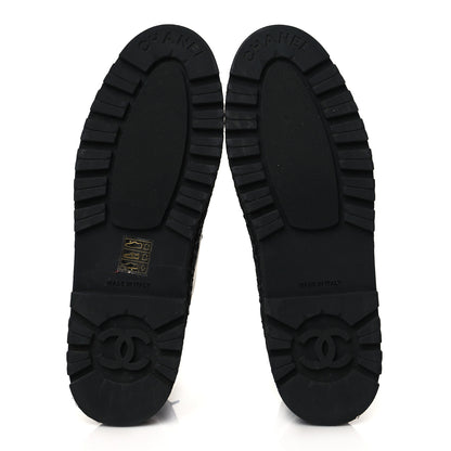 Chanel Calfskin Lace Up Cap Toe CC Boots 39.5 Black 5 of 9