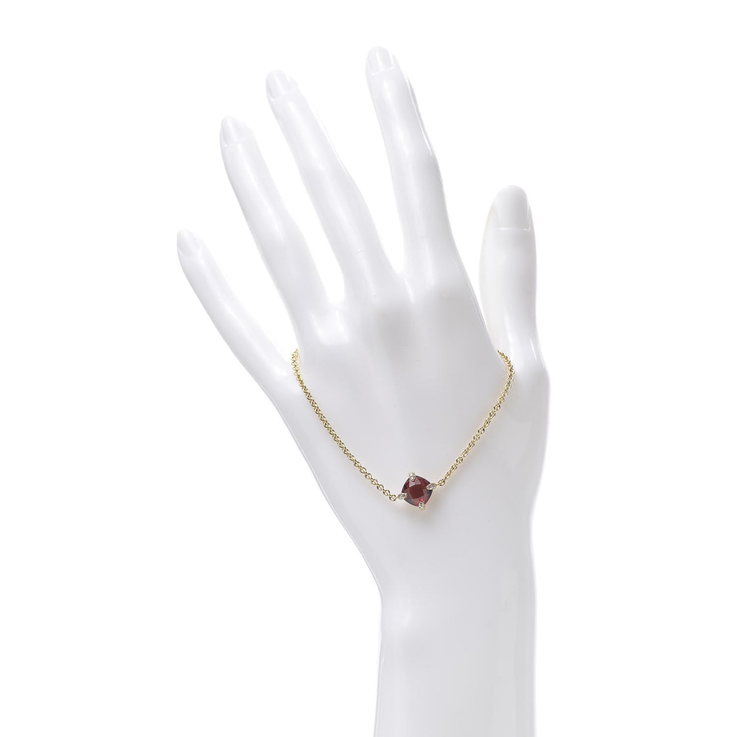 18K Yellow Gold Diamond Garnet Chatelaine Bracelet