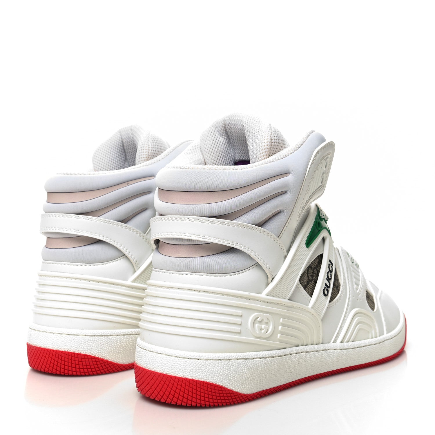 Gucci Demetra GG Supreme Monogram Mens Basket High Top Sneakers 9.5 Great White Beige Ebony 4 of 8