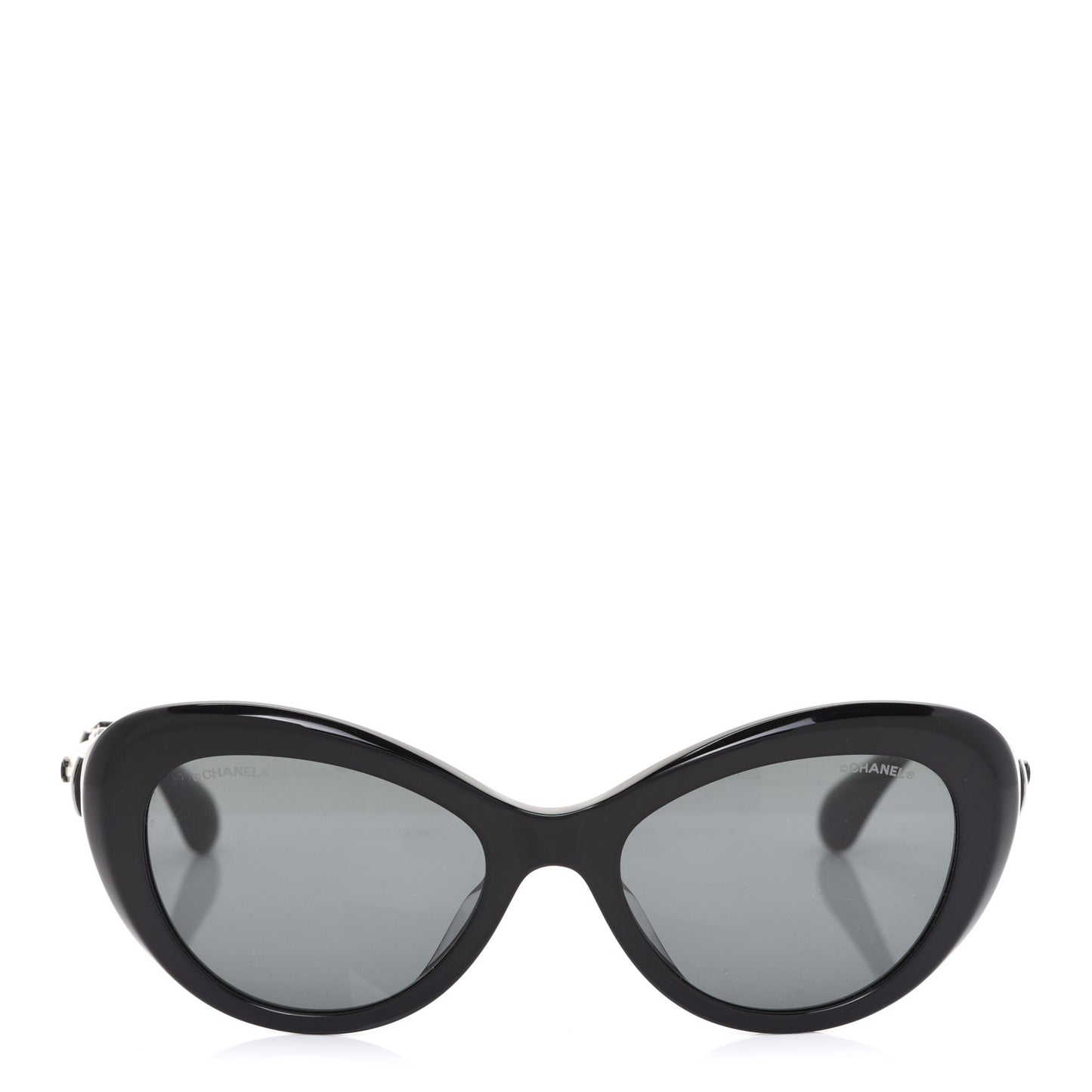 Acetate Glass Pearls Cat Eye Sunglasses 5443-H Black