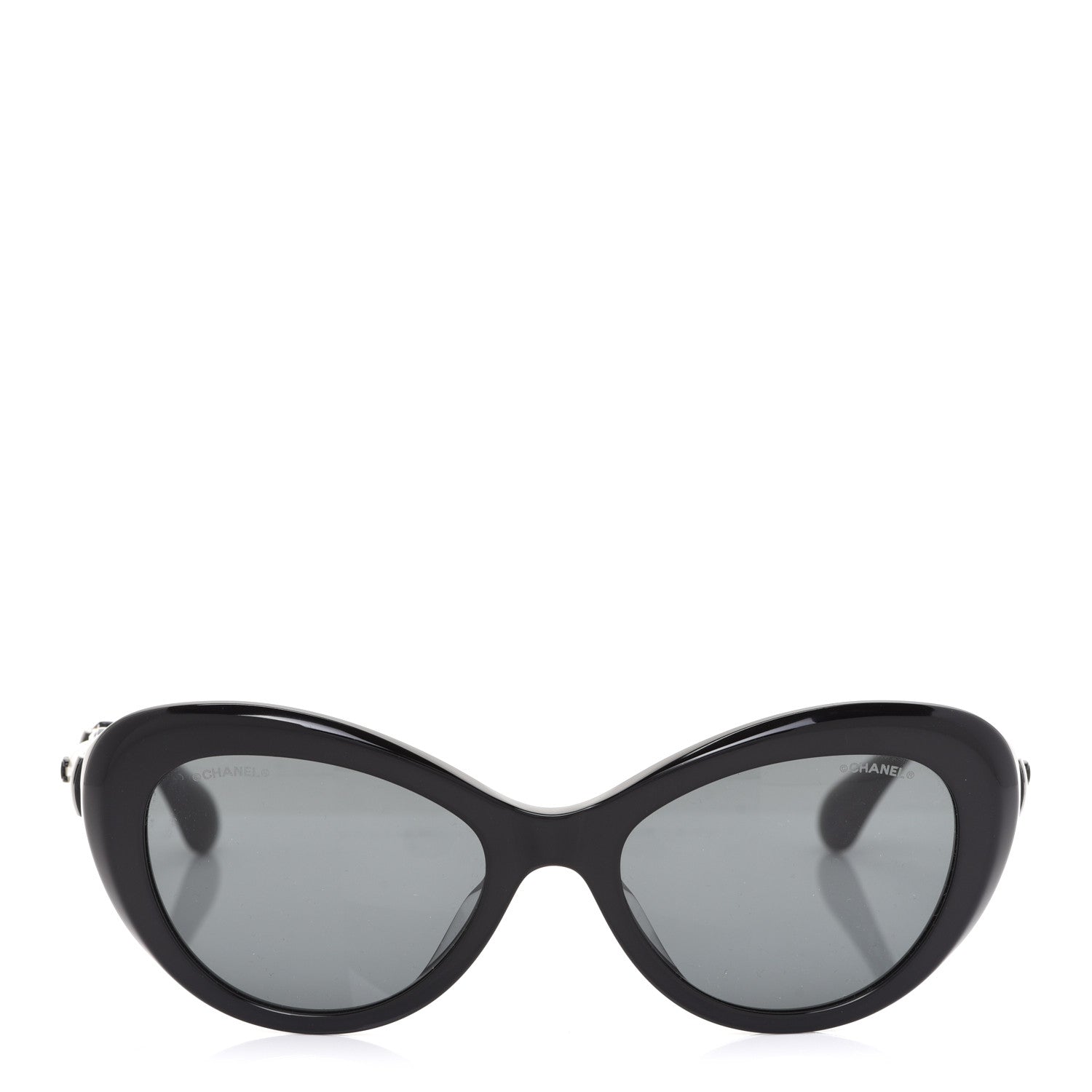 Chanel Acetate Glass Pearls Cat Eye Sunglasses 5443-H Black 2 of 8