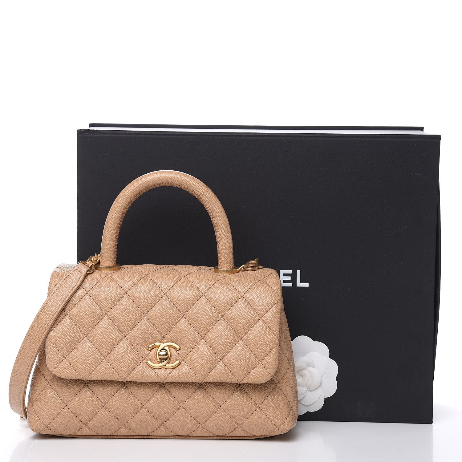Chanel Caviar Quilted Mini Coco Handle Flap Beige 10 of 10