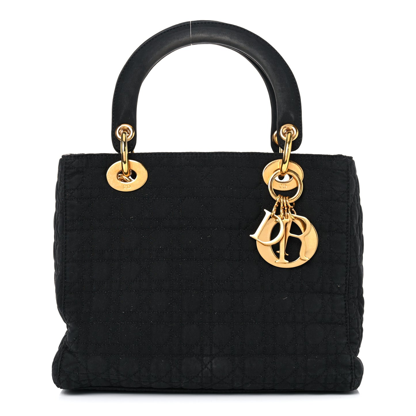 Nylon Cannage Medium Lady Dior Black
