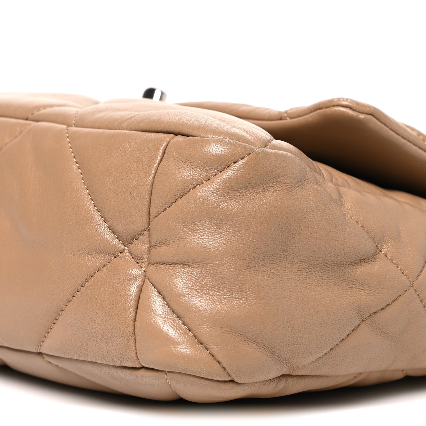 Lambskin Quilted Large Chanel 19 Flap Beige