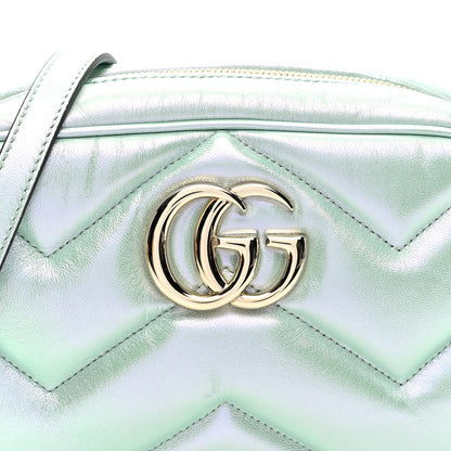 Gucci Iridescent Nappa Chevron Matelasse Small GG Marmont Chain Shoulder Bag Iridescent Salvy Green 8 of 10