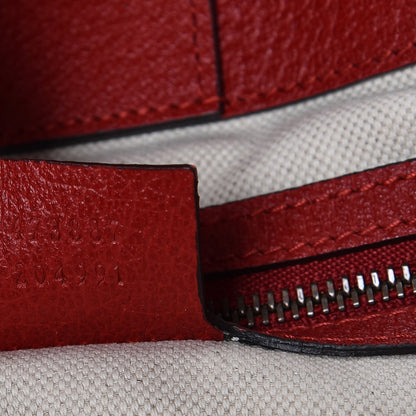 Gucci Soft GG Supreme Monogram Web Bosco Patch Small Crossbody Tote Beige Malva Hibiscus Red 7 of 9