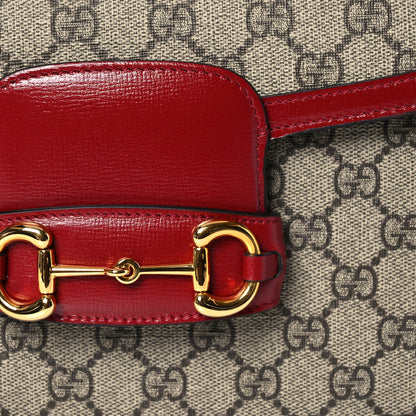 Gucci GG Supreme Monogram Azalea Calfskin Horsebit 1955 Shoulder Bag Beige Ebony New Cherry Red 8 of 10