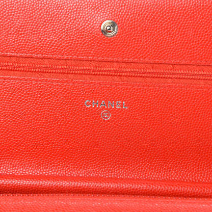 Chanel Caviar Chevron Quilted Wallet On Chain WOC Red 6 of 14