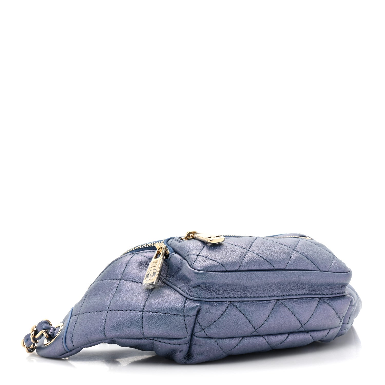 Chanel Iridescent Calfskin Quilted All About Waist Belt Bag Blue 4 of 13