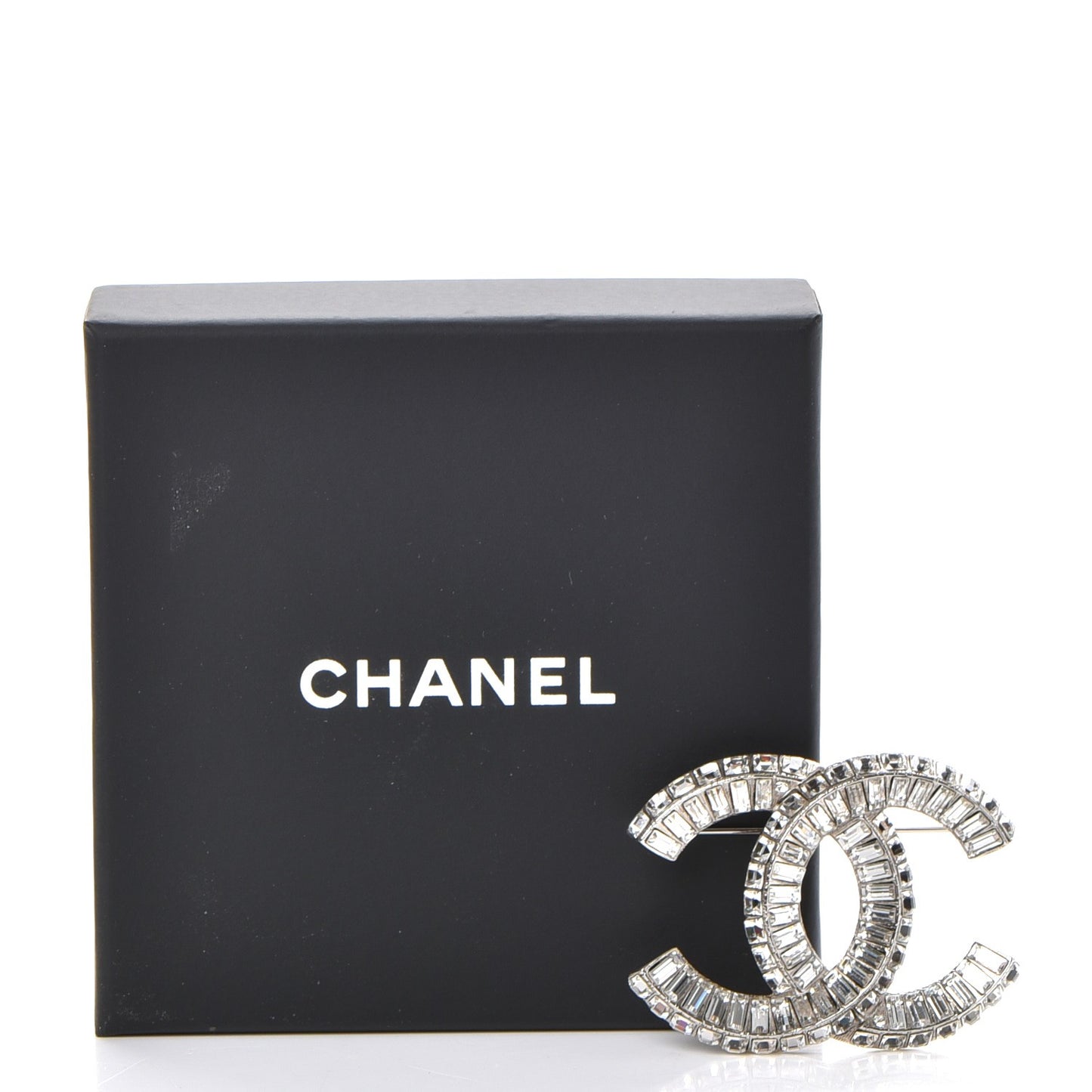 Baguette Crystal CC Brooch Silver