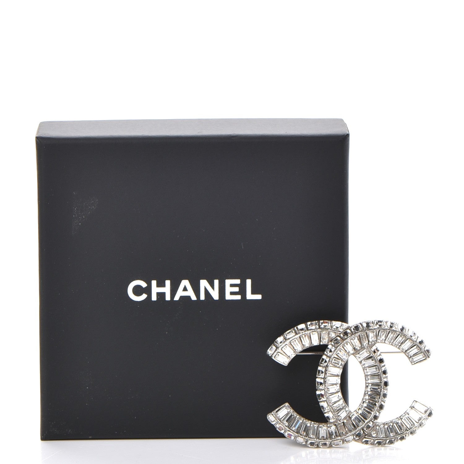 Chanel Baguette Crystal CC Brooch Silver 5 of 5