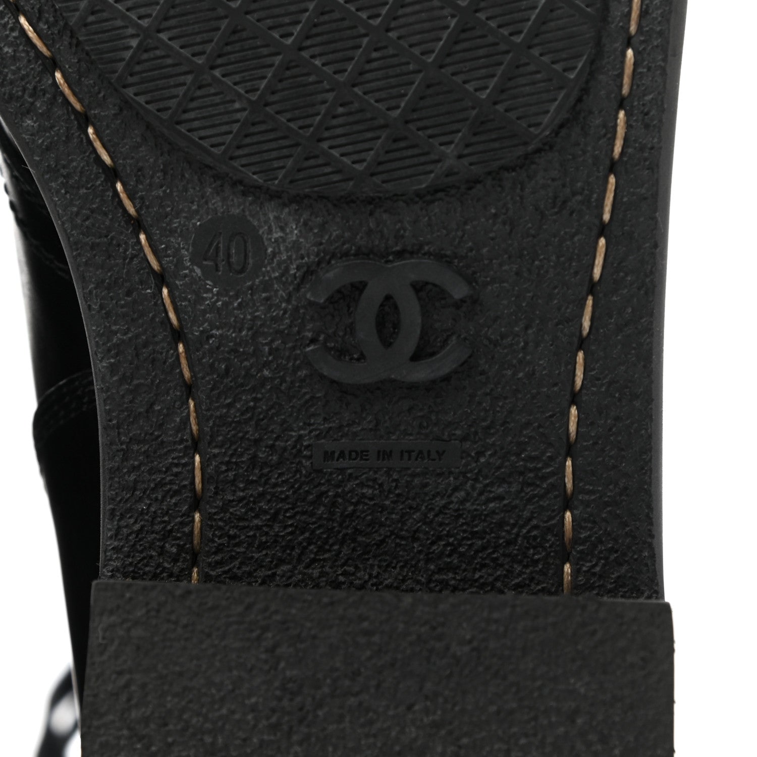 Chanel Crinkled Calfskin Paris Edinburgh CC Combat Boots 40 Black 7 of 8