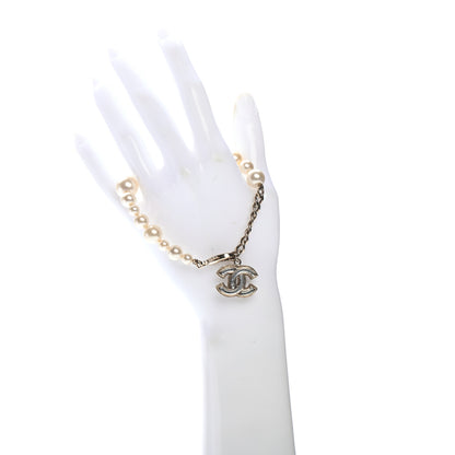 Chanel Pearl Enamel CC Bracelet Grey Gold 2 of 4