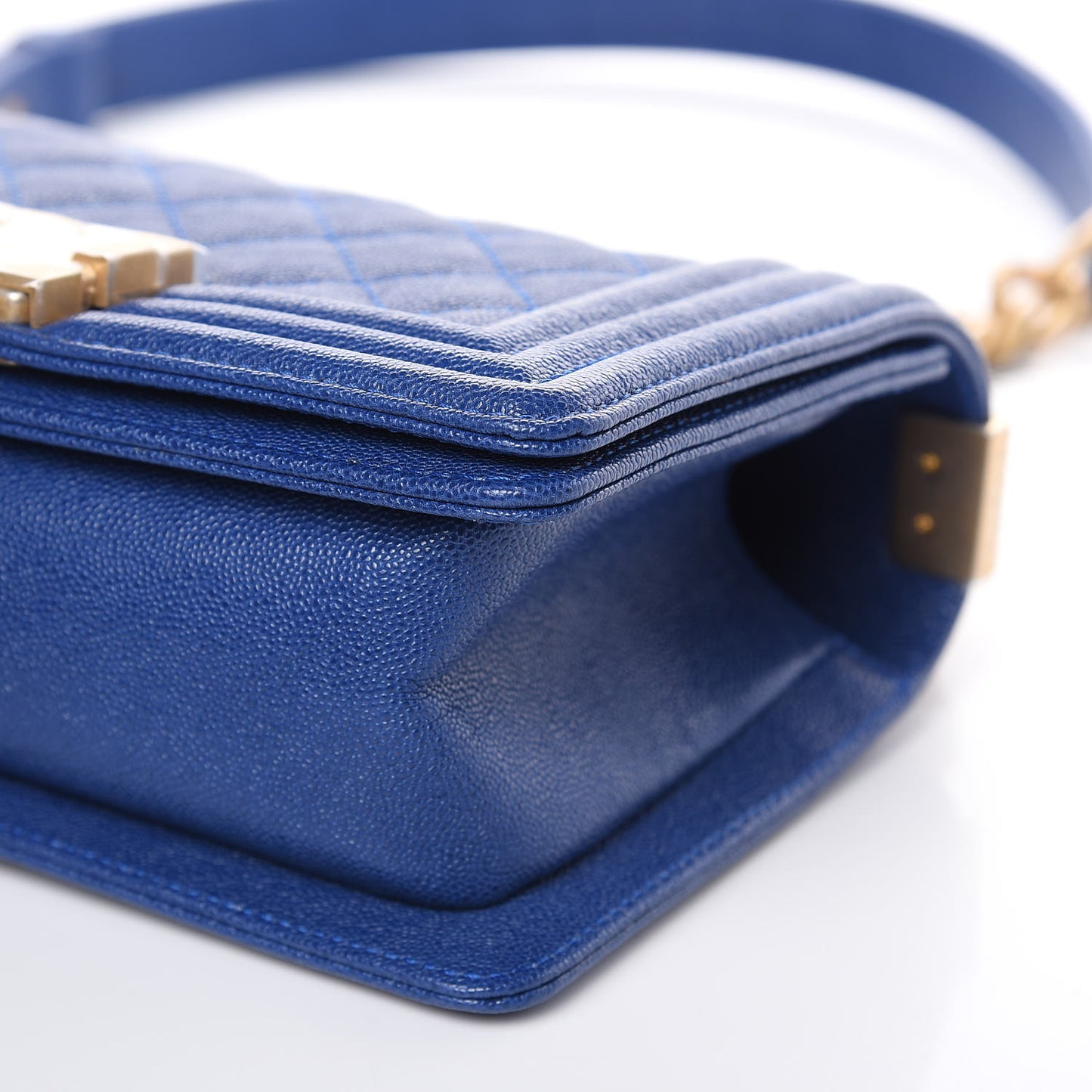 Caviar Quilted Small Boy Flap Dark Blue