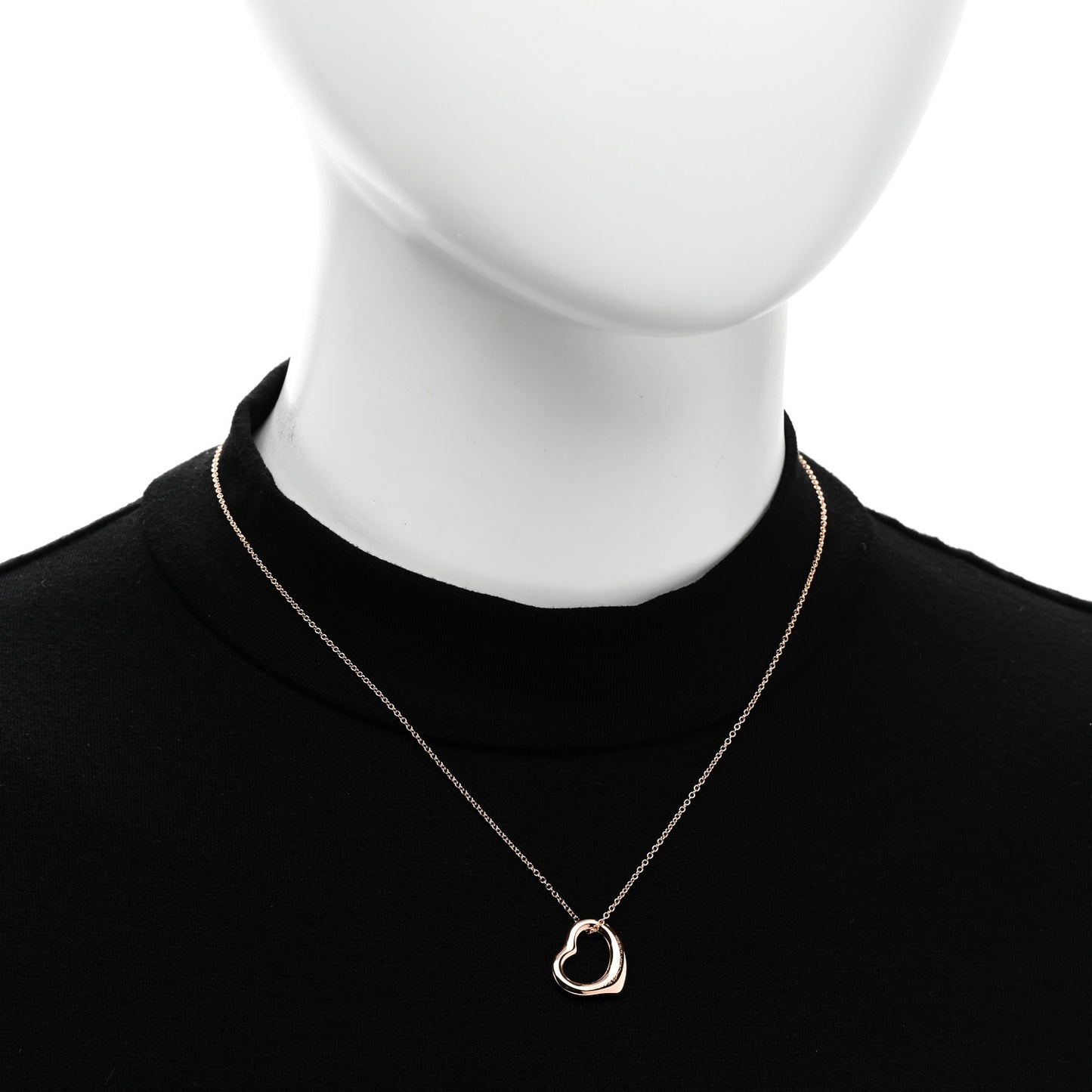 18K Rose Gold 16mm Elsa Peretti Open Heart Pendant Necklace