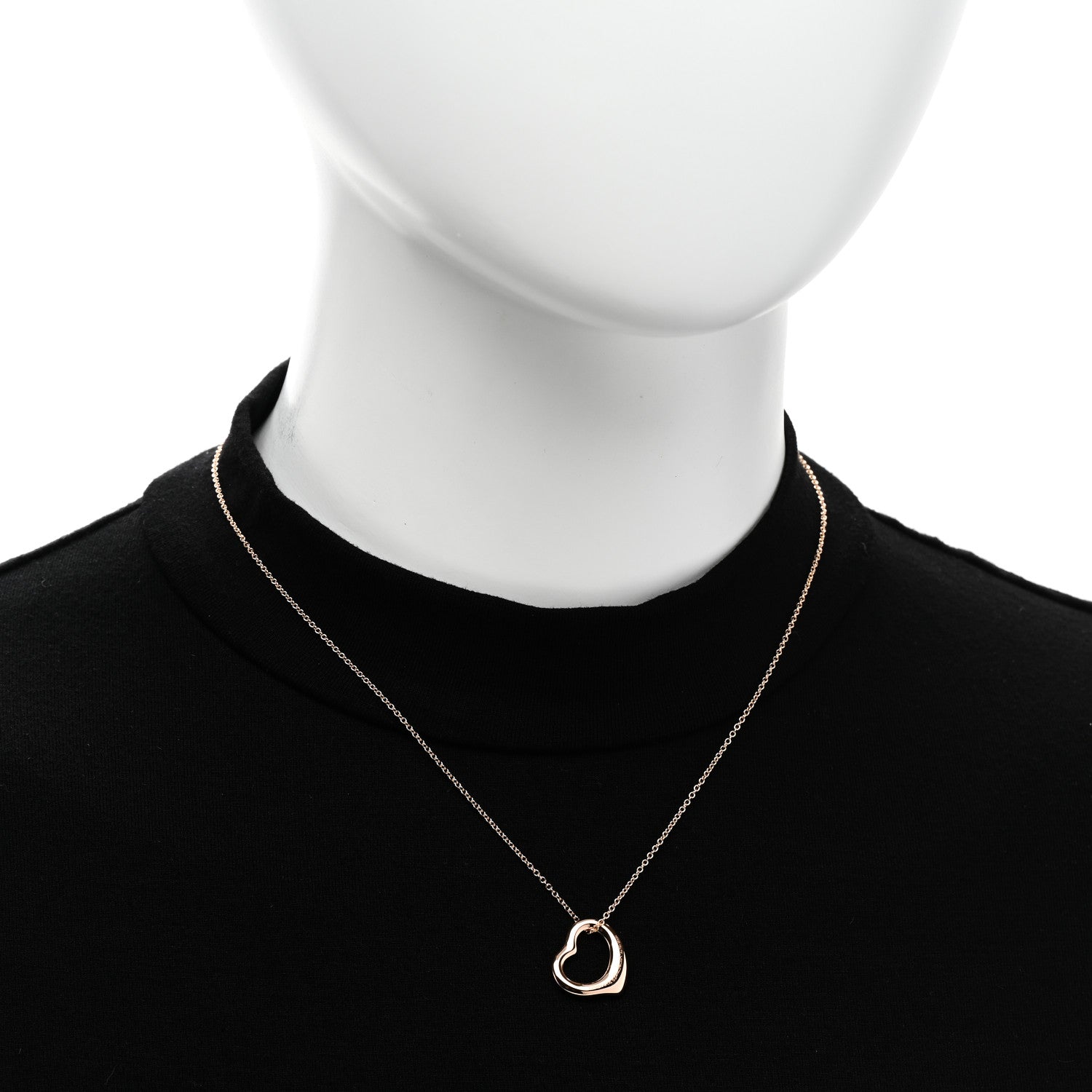 Tiffany 18K Rose Gold 16mm Elsa Peretti Open Heart Pendant Necklace 2 of 6