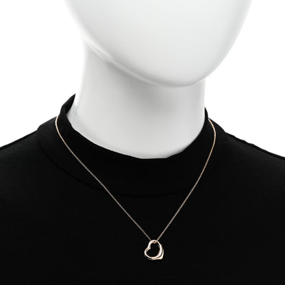 Tiffany 18K Rose Gold 16mm Elsa Peretti Open Heart Pendant Necklace 2 of 6