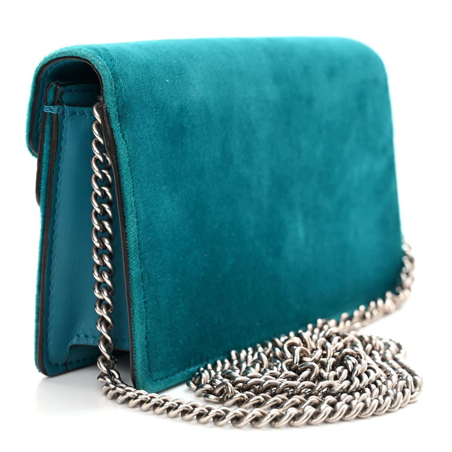 Gucci Velvet Super Mini Dionysus Shoulder Bag Pavone Cyan 3 of 10