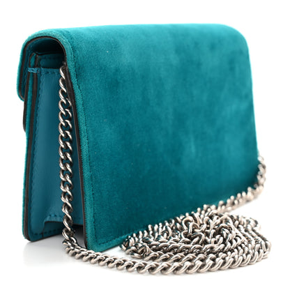 Gucci Velvet Super Mini Dionysus Shoulder Bag Pavone Cyan 3 of 10