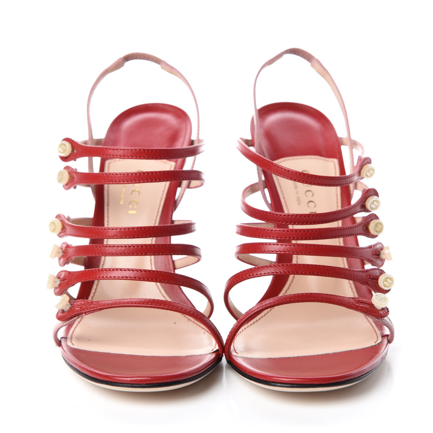 Gucci Malaga Kid Aneta Ladder-Strap 95mm Sandals 38 Carmine Rose 2 of 10