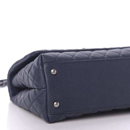 Chanel Caviar Lizard Quilted Small Coco Handle Flap Navy 6 of 10