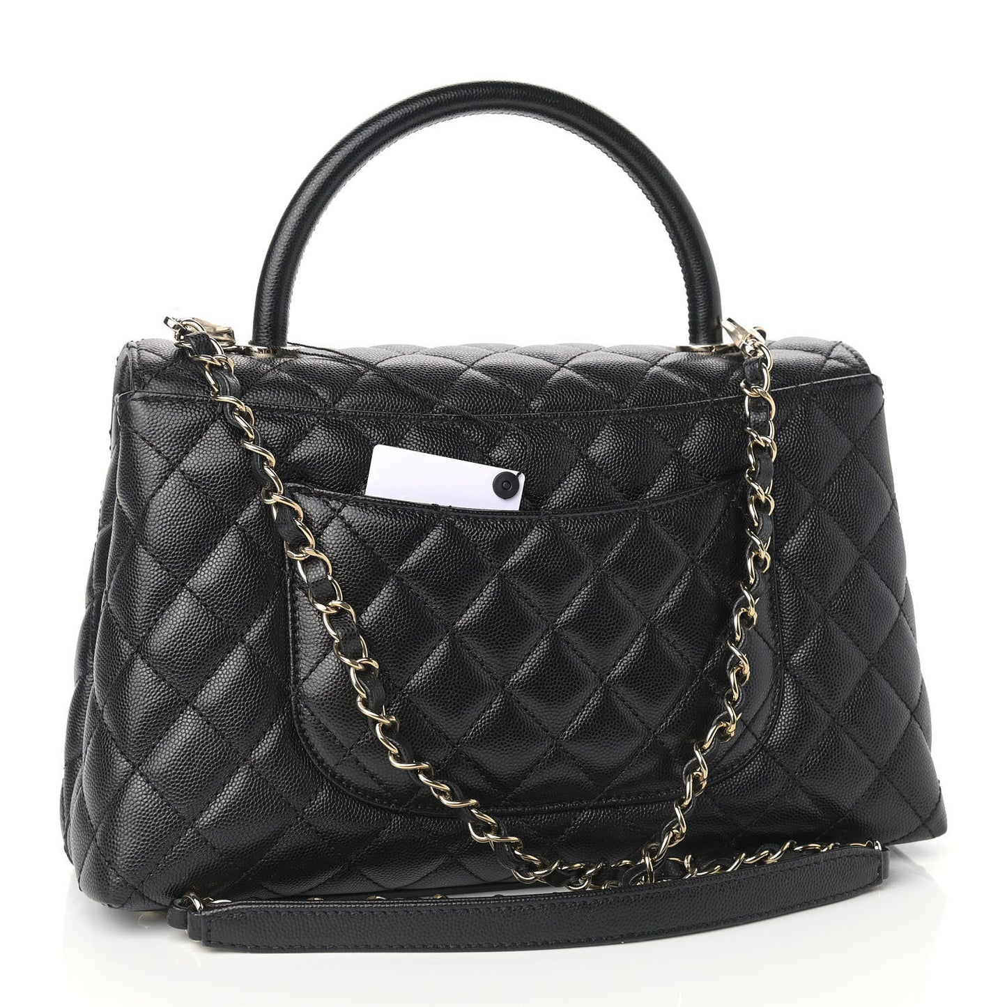 Caviar Quilted Small Coco Handle Flap Black