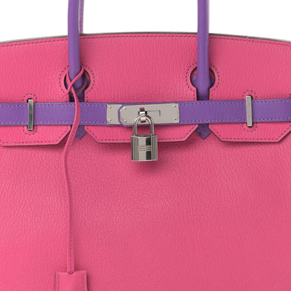 Hermes Chevre Bi-Color Horseshoe Birkin 30 Rose Shocking Iris 7 of 20