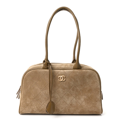 Chanel Suede Calfskin Large Perfect Bowling Bag Dark Beige 1 of 11