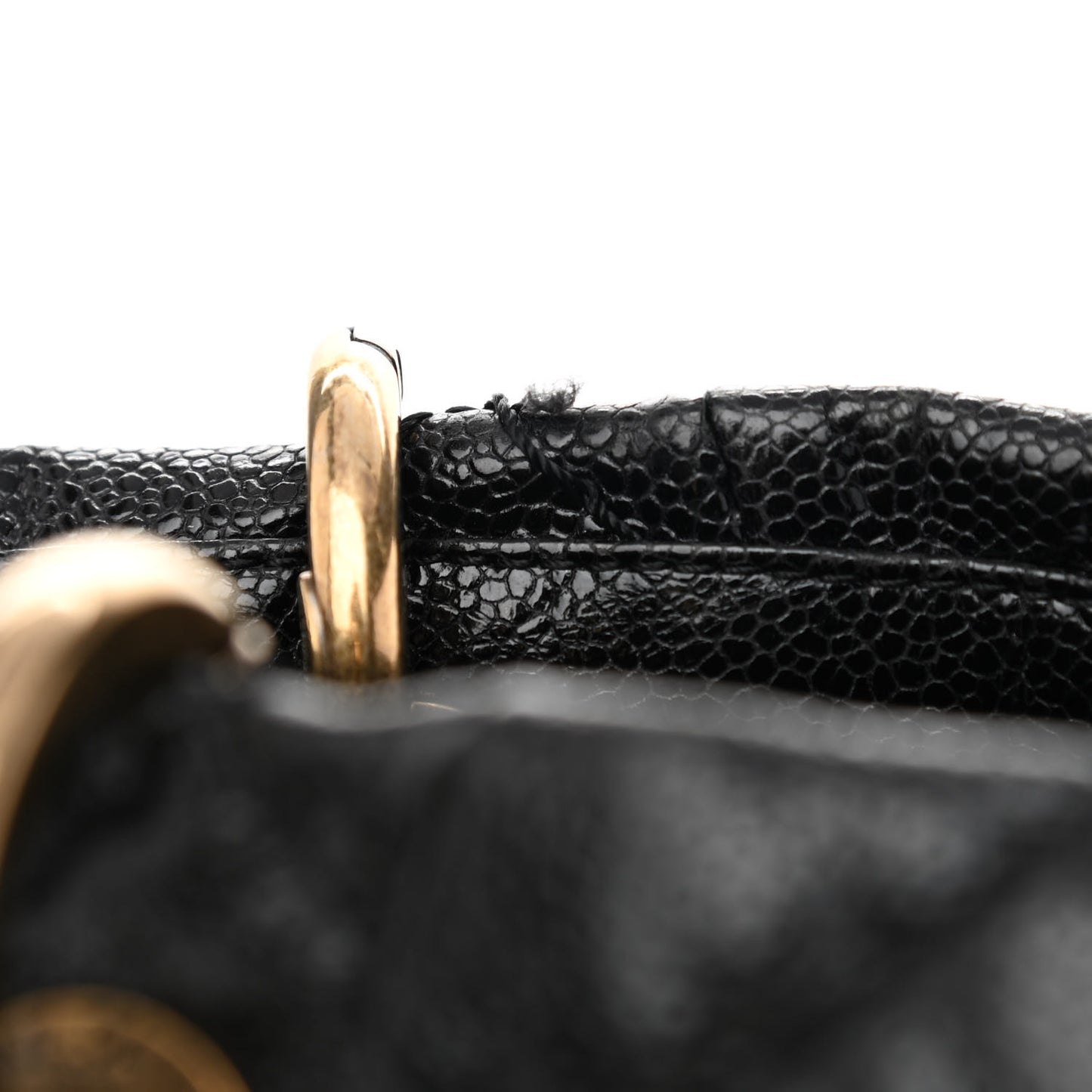 Glazed Caviar Coco Pleats Tote Black