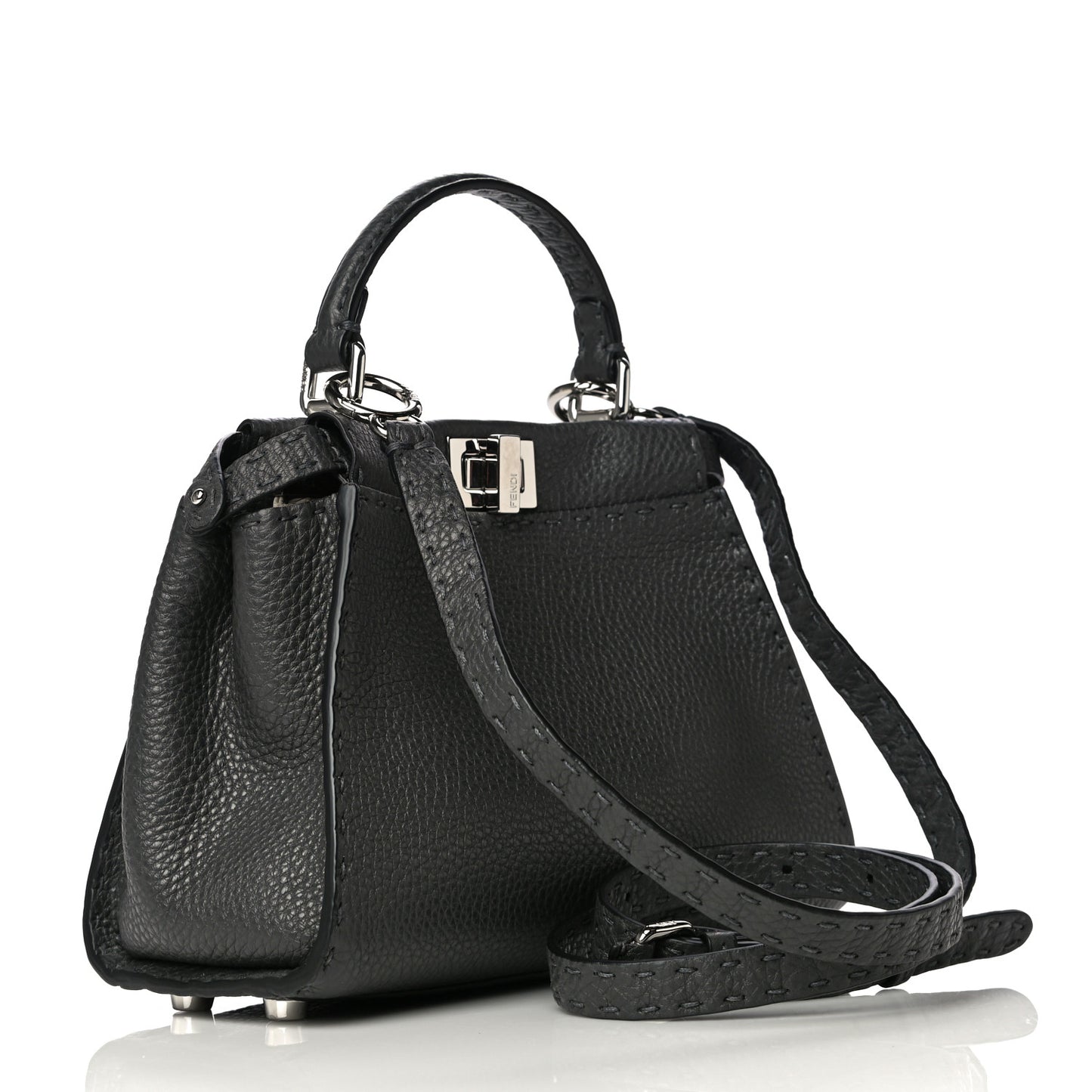 Cuoio Romano Selleria Bi-Color Mini Peekaboo Iconic Satchel Asfalto Latte