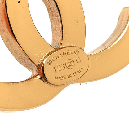 Chanel Metal CC Earrings Gold White 4 of 5