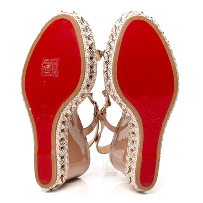 Christian Louboutin Patent Pyraclou 110 Wedge Sandals 40 Nude 5 of 7