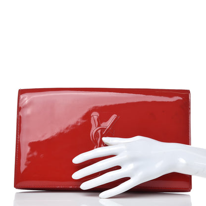 Saint Laurent Patent Monogram Large Belle De Jour Clutch Red 2 of 7