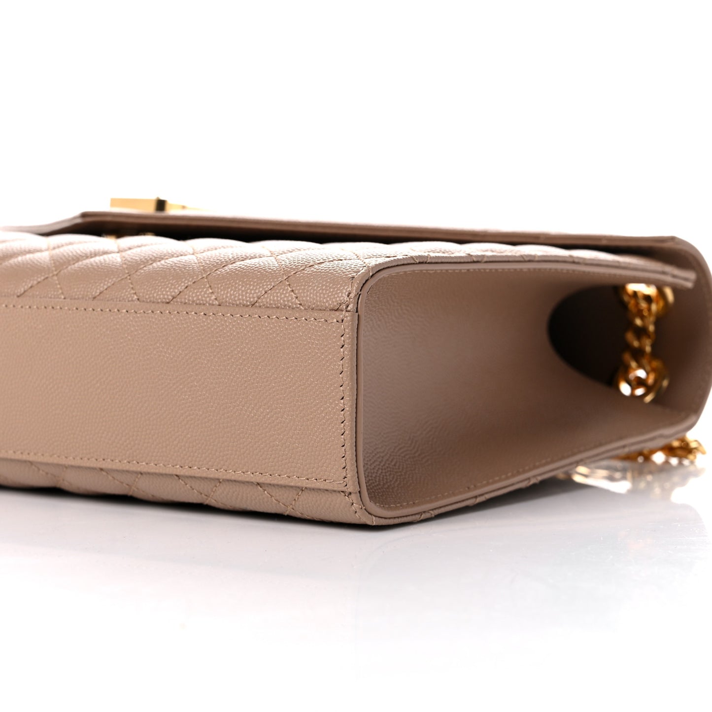 Grain De Poudre Textured Mixed Matelasse Triquilt Large Monogram Satchel Natural Tan