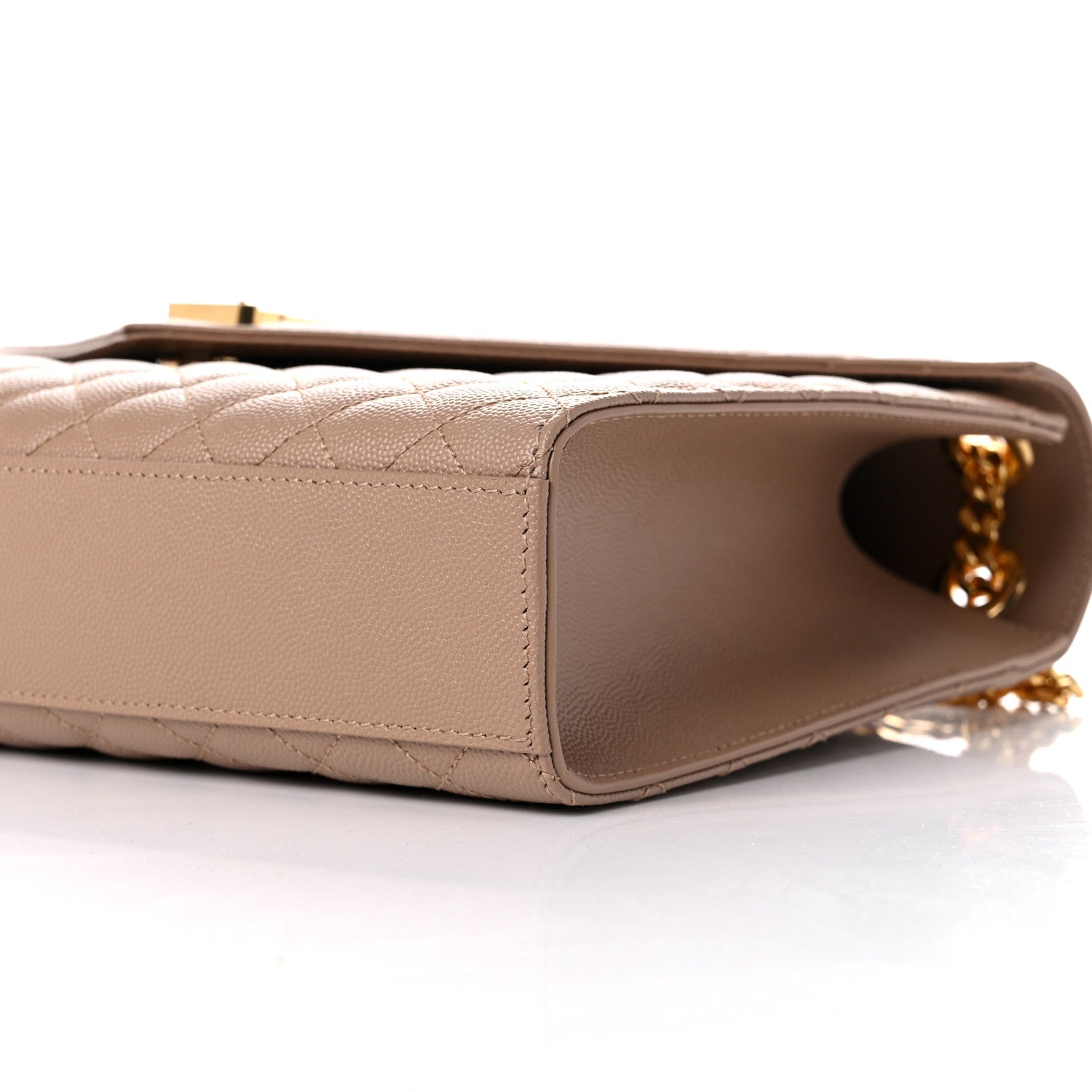 Saint Laurent Grain De Poudre Textured Mixed Matelasse Triquilt Large Monogram Satchel Natural Tan 6 of 9
