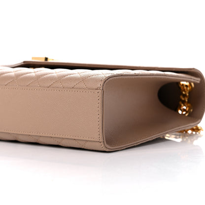 Saint Laurent Grain De Poudre Textured Mixed Matelasse Triquilt Large Monogram Satchel Natural Tan 6 of 9