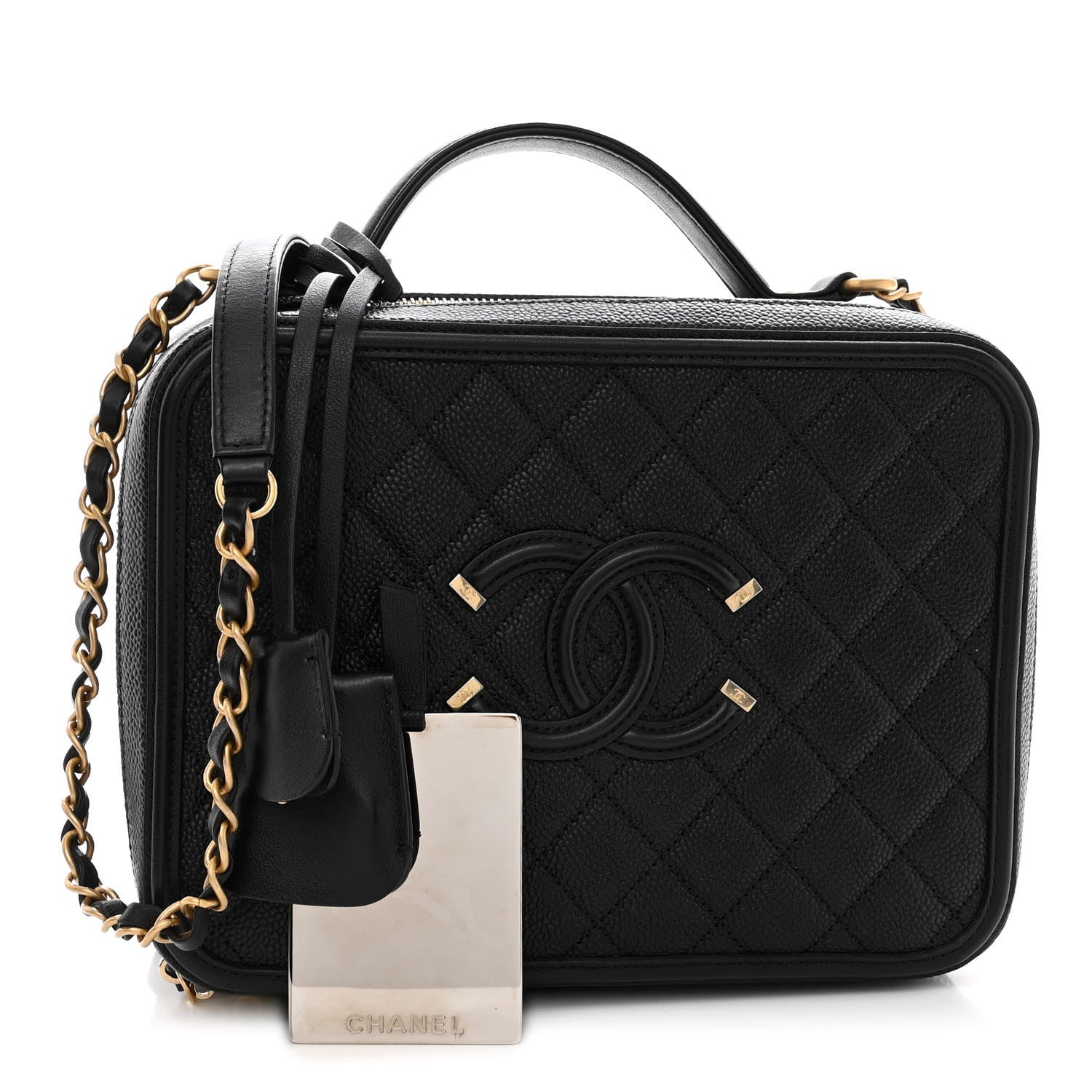 Chanel Caviar Quilted Large CC Filigree Vanity Case Black 1 of 9